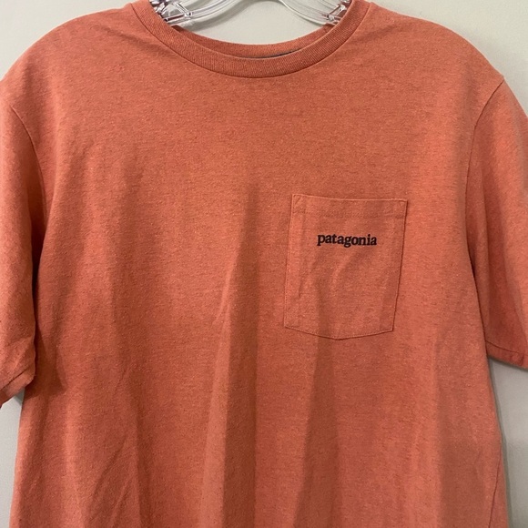 Patagonia Quartz Coral Men's Line Logo Ridge Pocket Responsibili-Tee - Picture 3 of 5
